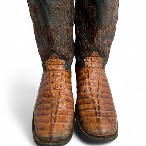 Reywelt Leather Crocodile or Alligator Western Square Toe Cowboy Boots Men's 7.5 - Picture 5 of 14
